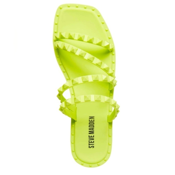 NIB Steve Madden Size 6 Lime Green Studded Sandals Fall Chic Sassy Punk - Picture 1 of 7